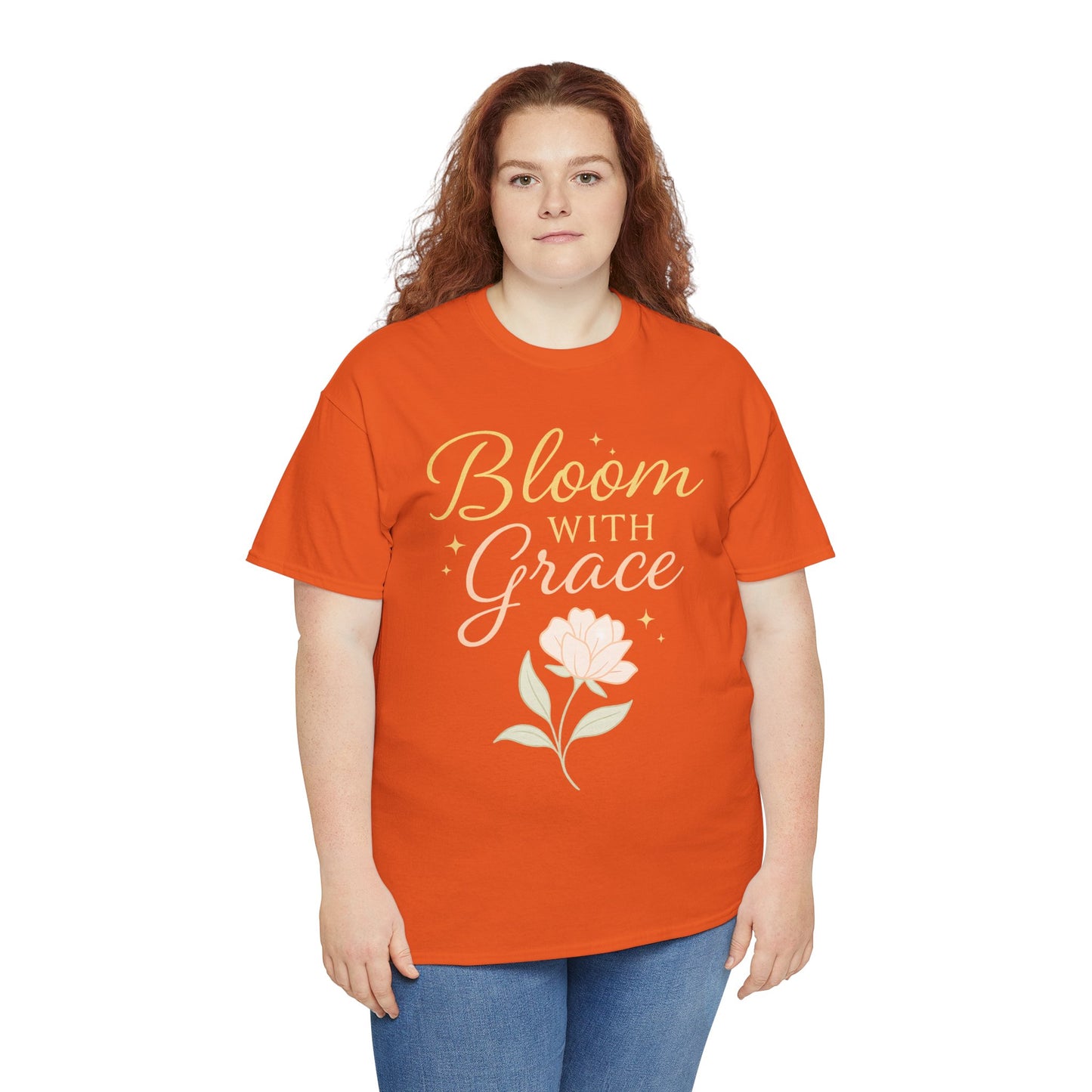 Bloom with Grace Unisex Heavy Cotton Tee - Inspirational Floral Shirt