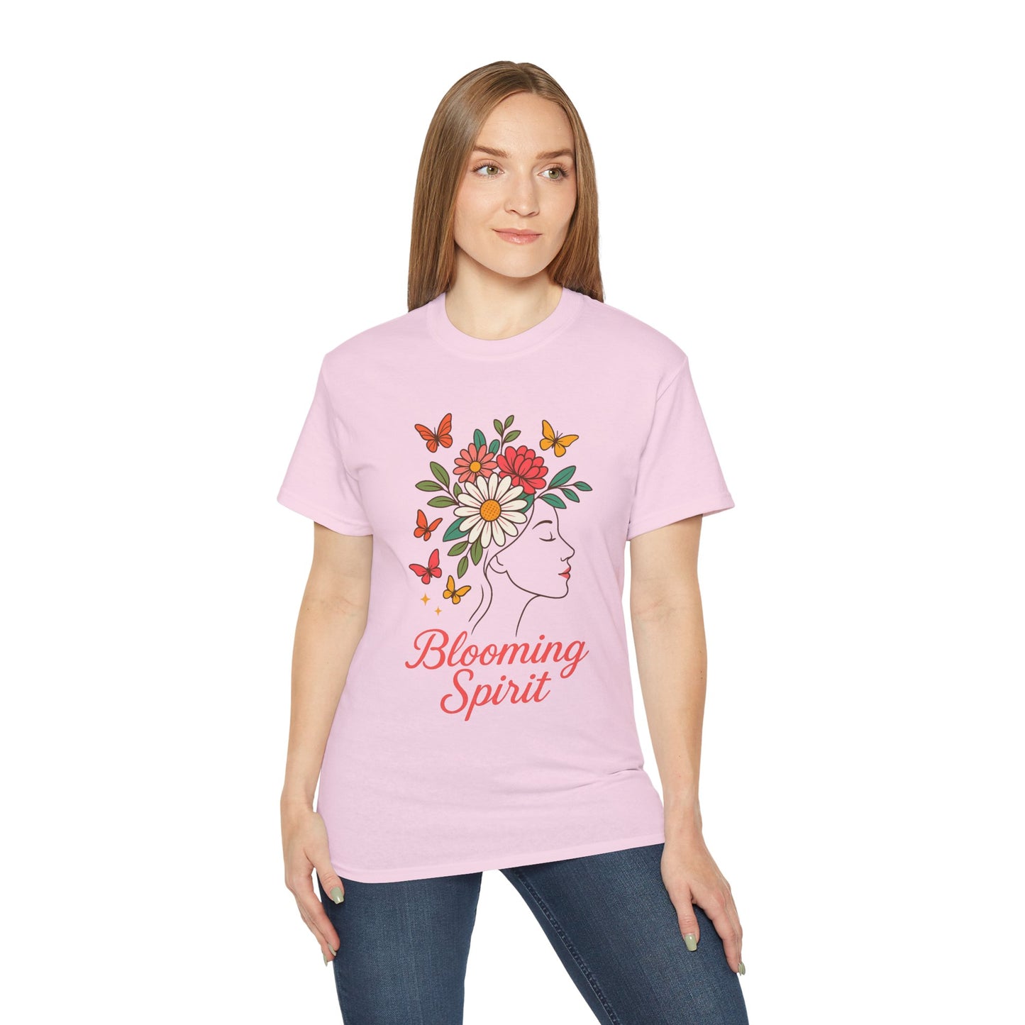 Blooming Spirit – Florales Damen T-Shirt mit zarter Linienkunst