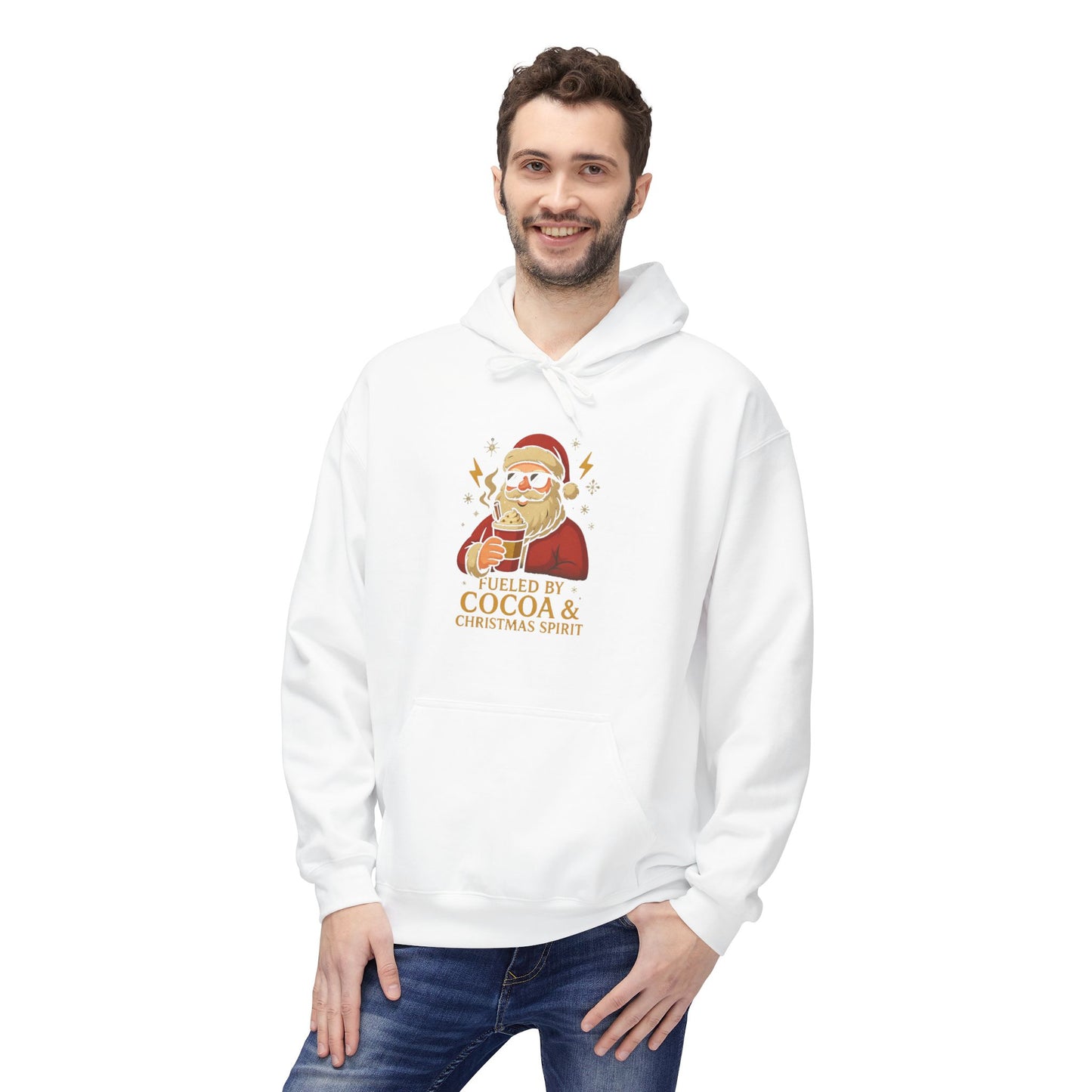 Christmas Cocoa Hoodie - 'Believe in Cocoa & Christmas Spirit' Festive Santa Sweatshirt