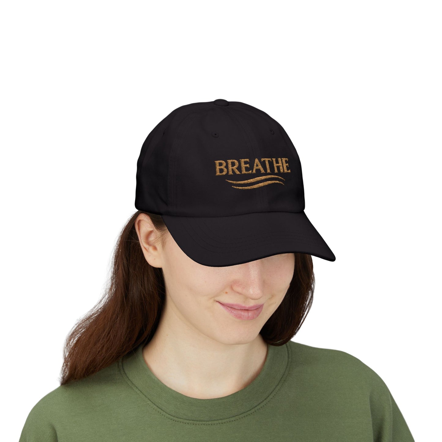 Breathe Embroidered Dad Cap — Relaxation White Baseball Hat