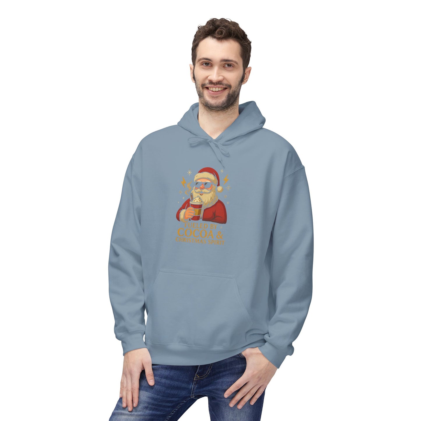 Christmas Cocoa Hoodie - 'Believe in Cocoa & Christmas Spirit' Festive Santa Sweatshirt