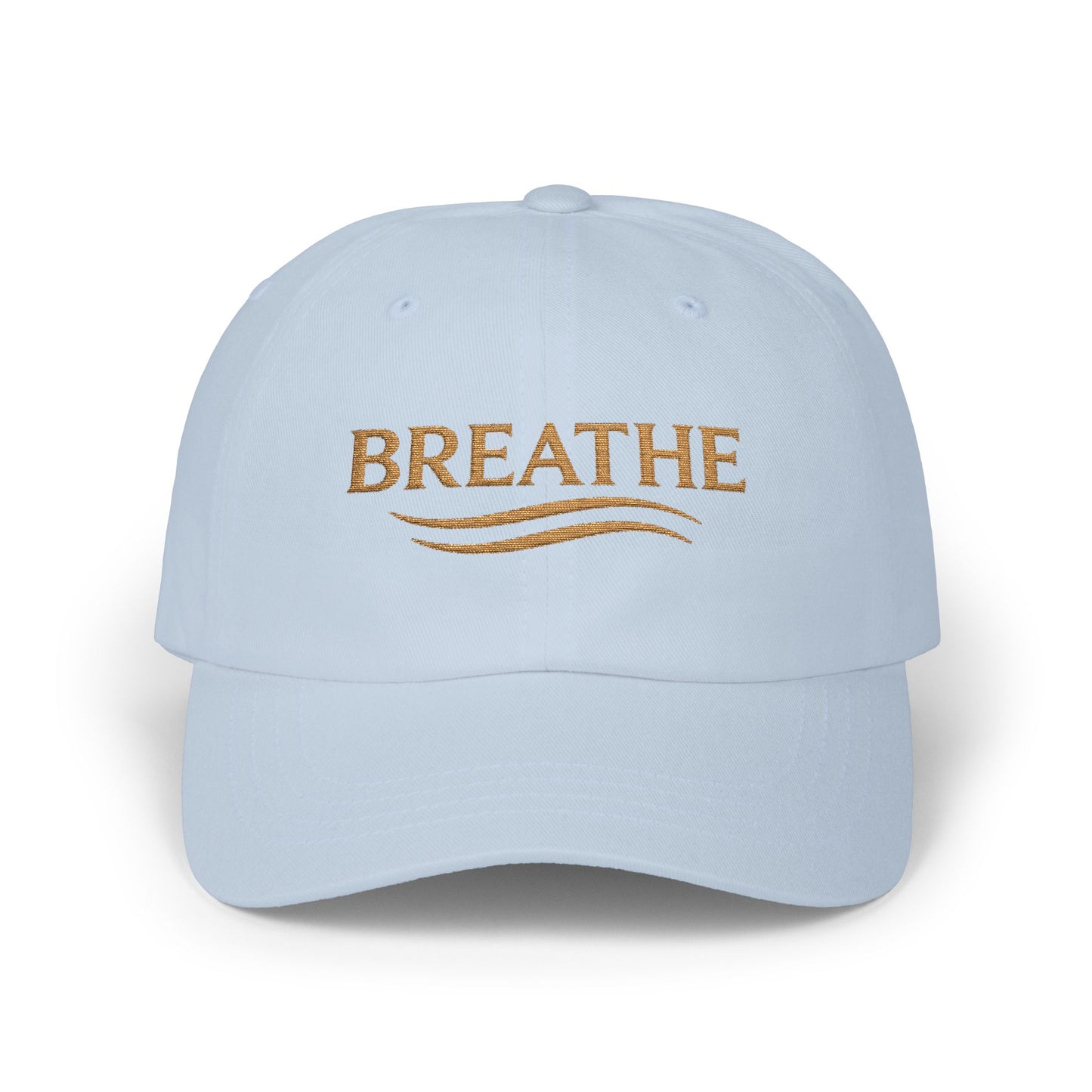 Breathe Embroidered Dad Cap — Relaxation White Baseball Hat