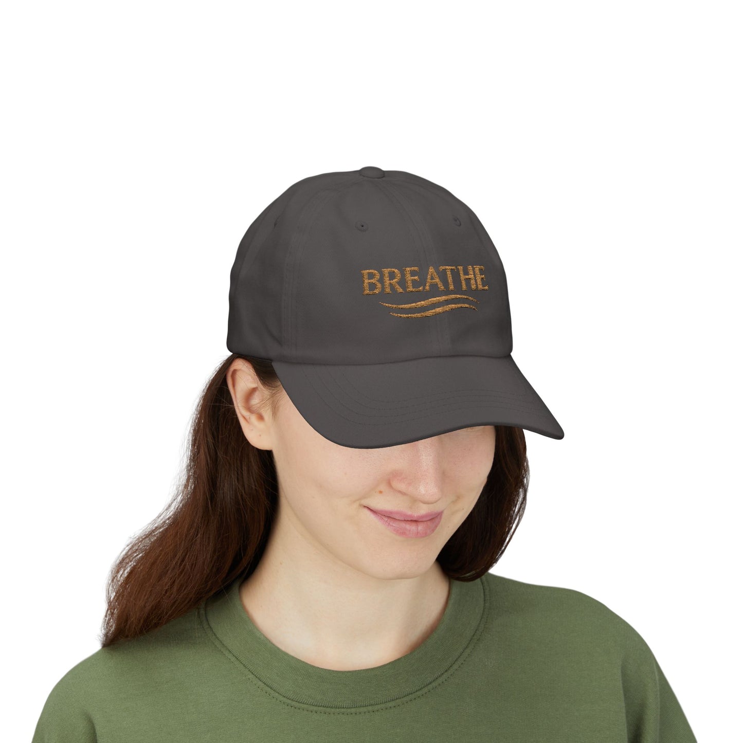 Breathe Embroidered Dad Cap — Relaxation White Baseball Hat