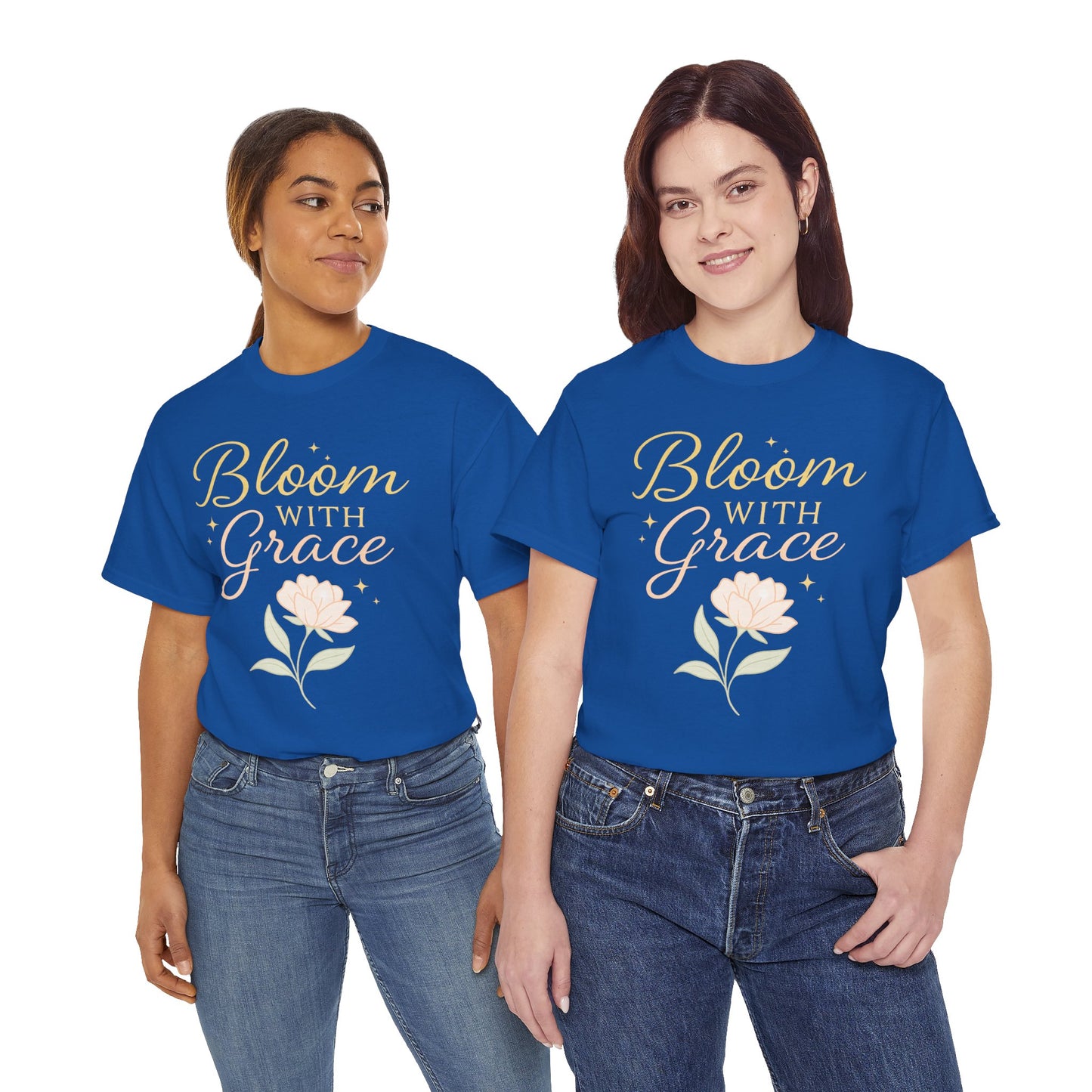 Bloom with Grace Unisex Heavy Cotton Tee - Inspirational Floral Shirt