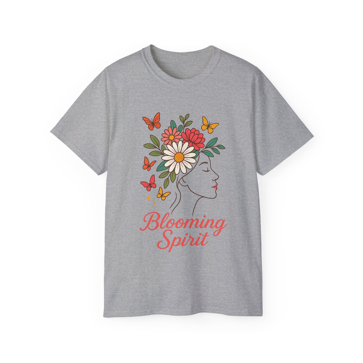 Blooming Spirit – Florales Damen T-Shirt mit zarter Linienkunst