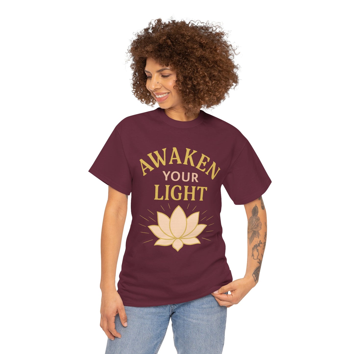 Awaken Your Light Unisex Tee - Inspirational Cotton Shirt for Mindfulness and Yoga