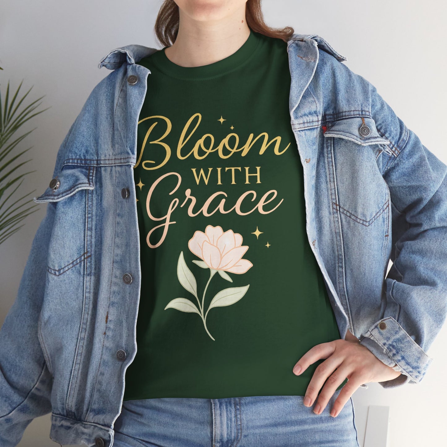 Bloom with Grace Unisex Heavy Cotton Tee - Inspirational Floral Shirt