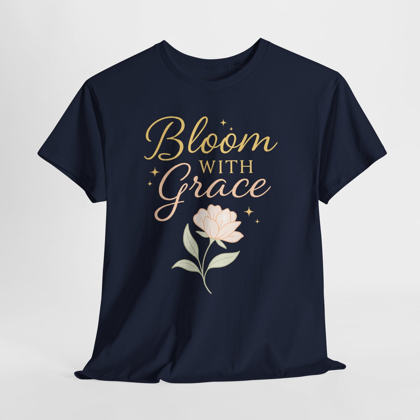 Bloom with Grace Unisex Heavy Cotton Tee - Inspirational Floral Shirt