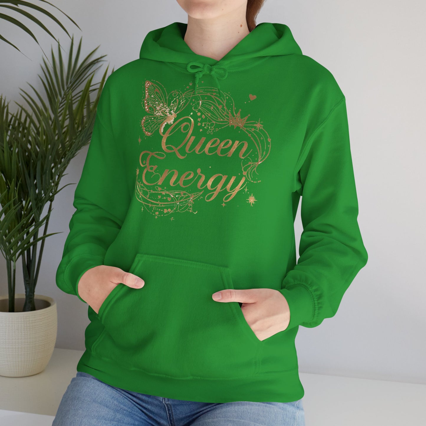 „Queen Energy“ Hoodie – Femininer Premium Kapuzenpullover mit Schmetterling & Sternen