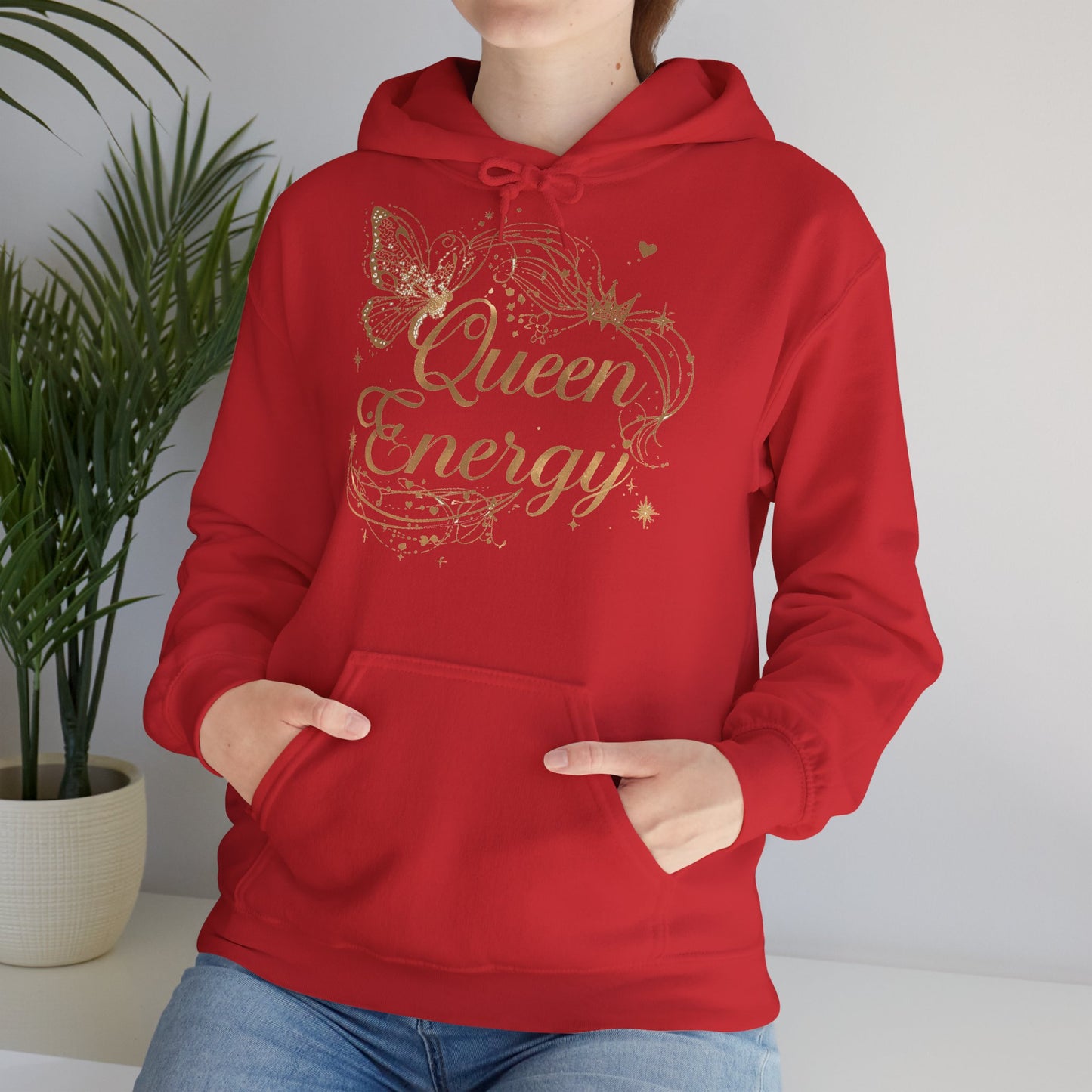 „Queen Energy“ Hoodie – Femininer Premium Kapuzenpullover mit Schmetterling & Sternen