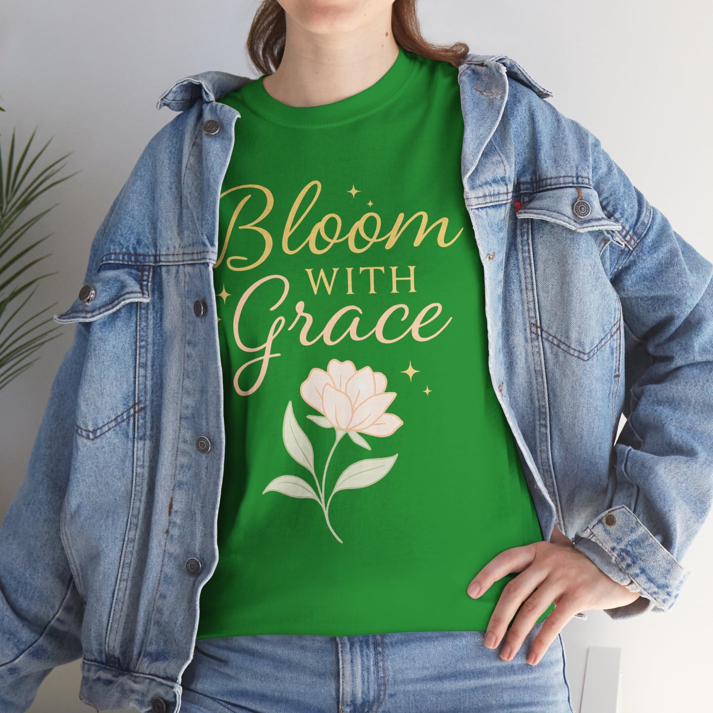 Bloom with Grace Unisex Heavy Cotton Tee - Inspirational Floral Shirt