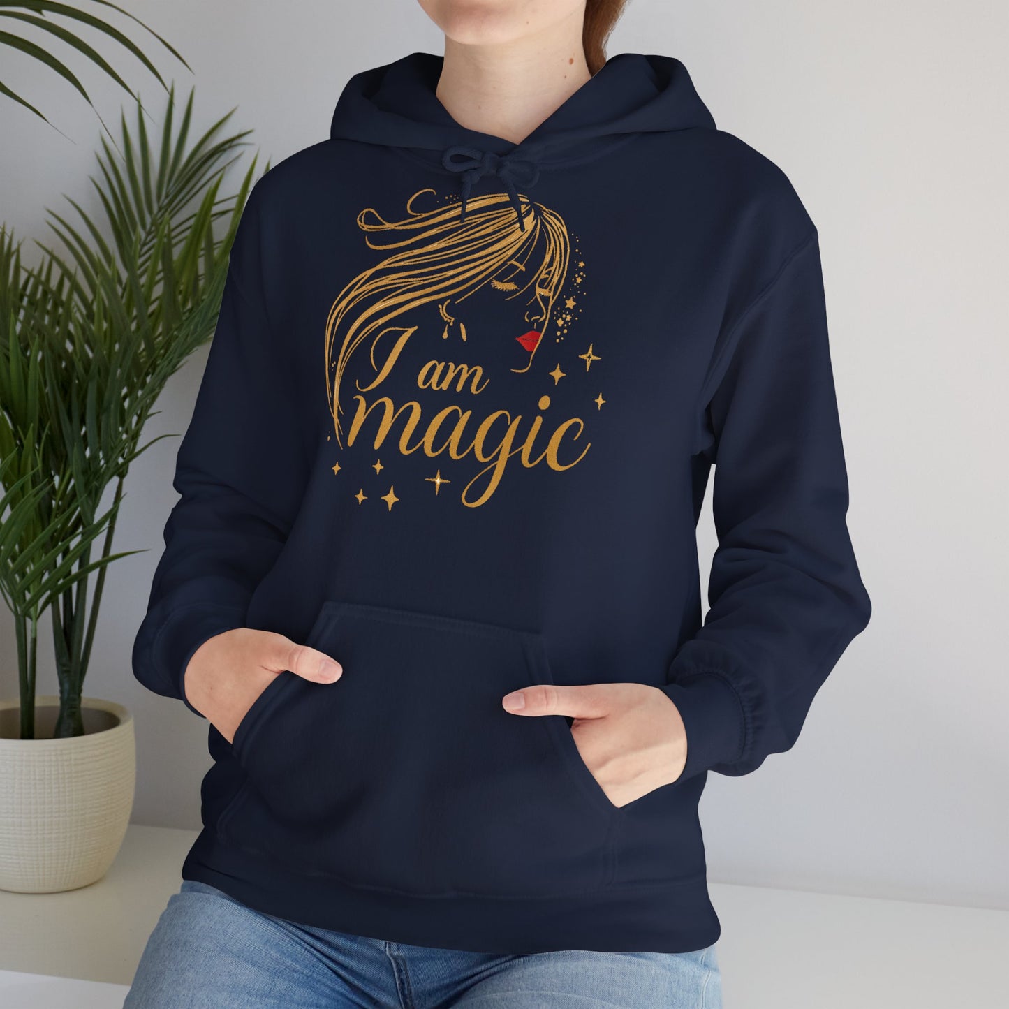 „I Am Magic“ Hoodie – Femininer Premium Kapuzenpullover mit goldener Illustration