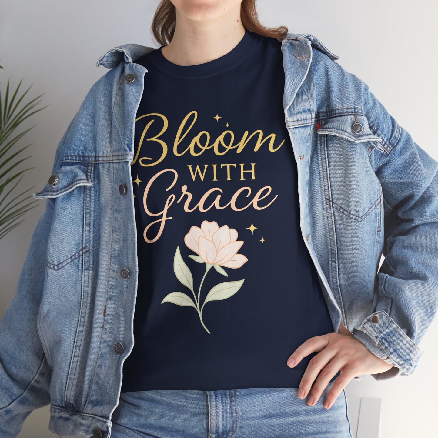 Bloom with Grace Unisex Heavy Cotton Tee - Inspirational Floral Shirt