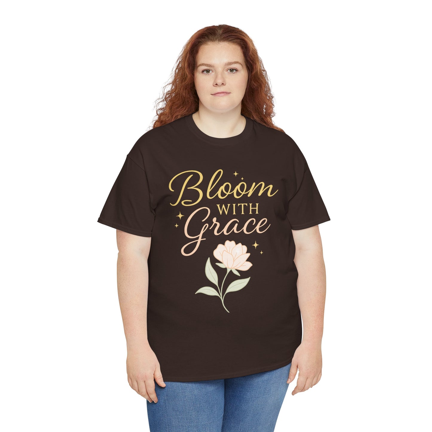Bloom with Grace Unisex Heavy Cotton Tee - Inspirational Floral Shirt