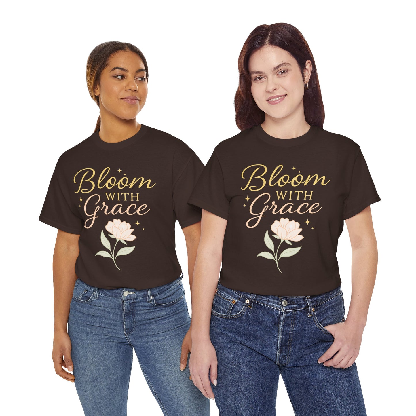 Bloom with Grace Unisex Heavy Cotton Tee - Inspirational Floral Shirt