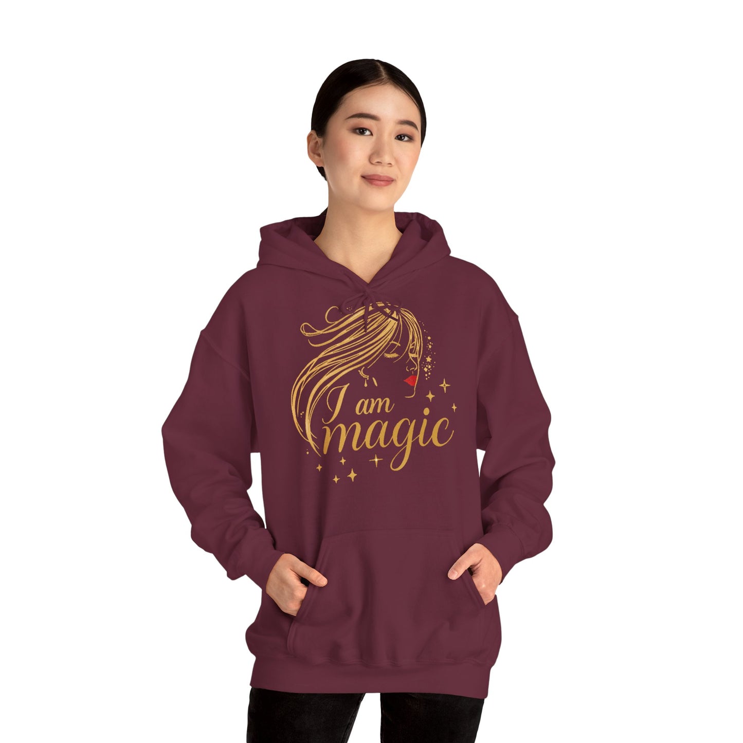 „I Am Magic“ Hoodie – Femininer Premium Kapuzenpullover mit goldener Illustration