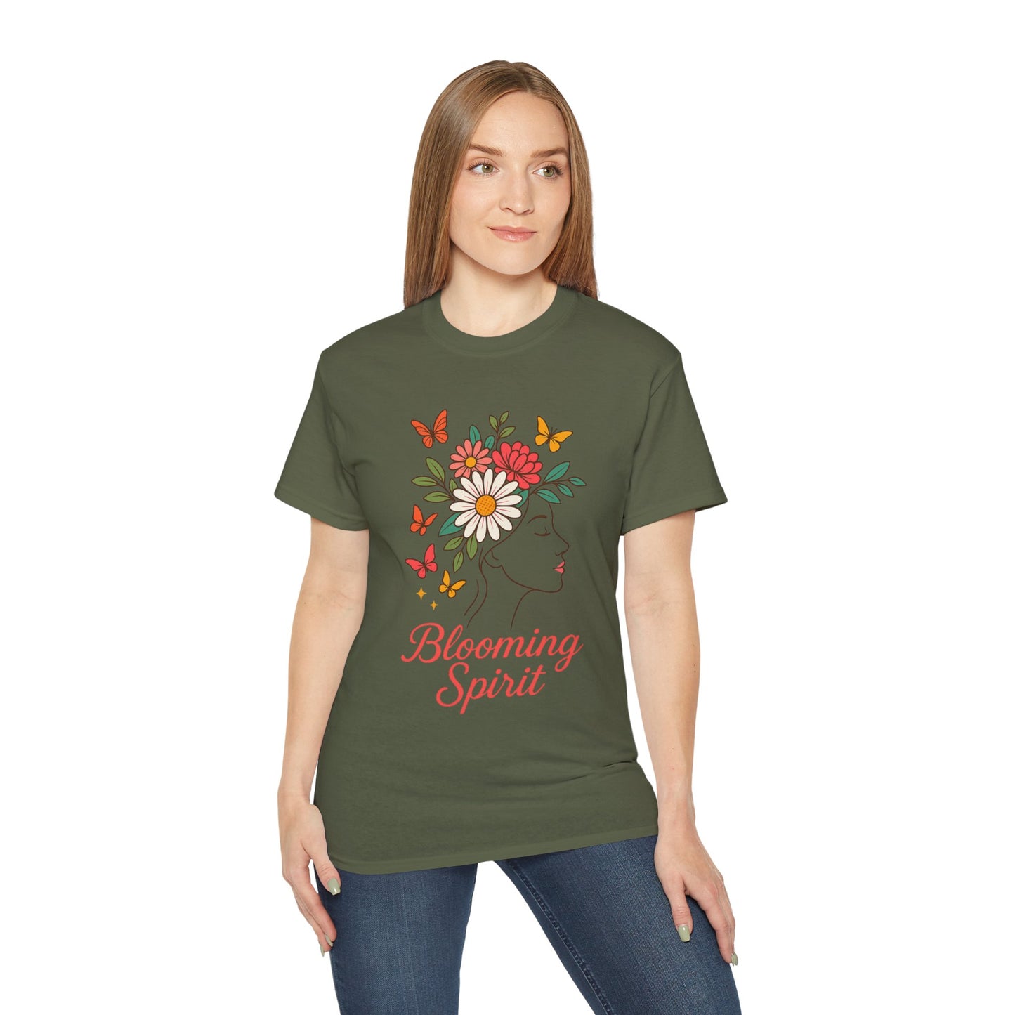 Blooming Spirit – Florales Damen T-Shirt mit zarter Linienkunst