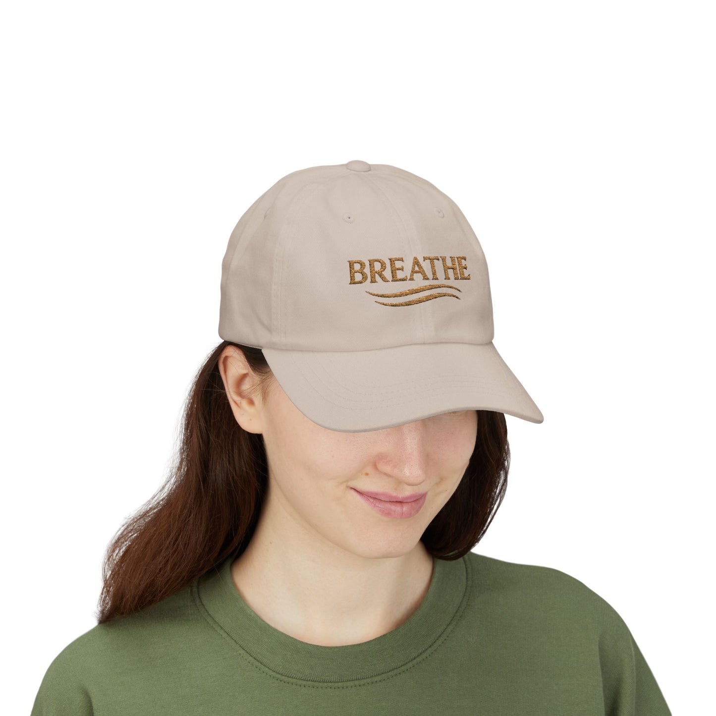Breathe Embroidered Dad Cap — Relaxation White Baseball Hat