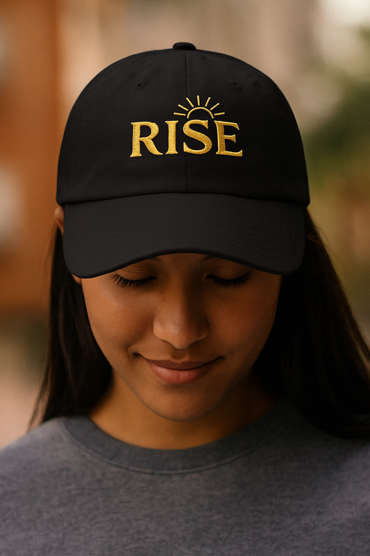 Rise Embroidered Dad Cap – White Sunrise Baseball Hat