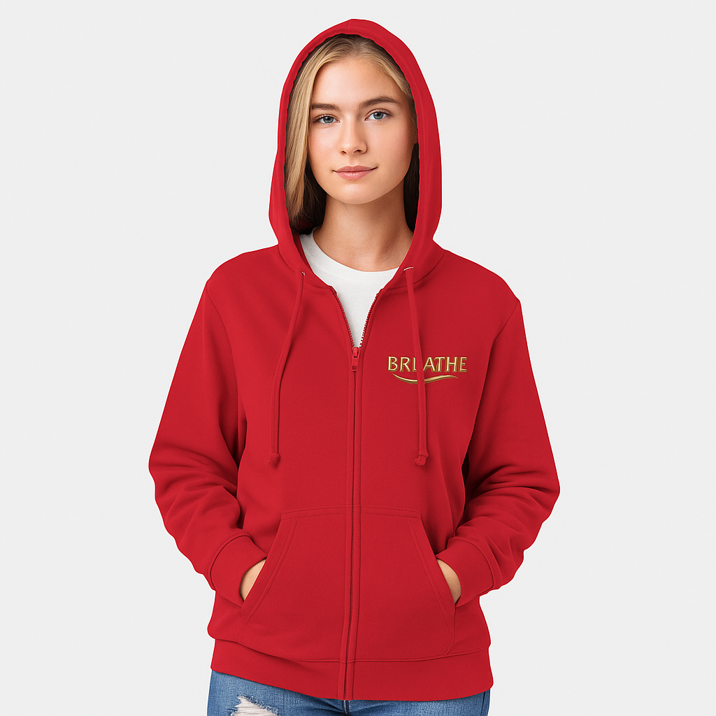 Breathe Minimal Zip Hoodie — Lightweight White Full-Zip Sweatshirt