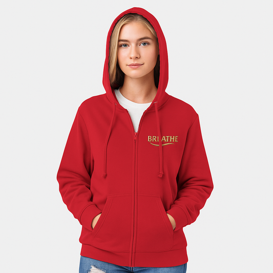 Breathe Minimal Zip Hoodie — Lightweight White Full-Zip Sweatshirt