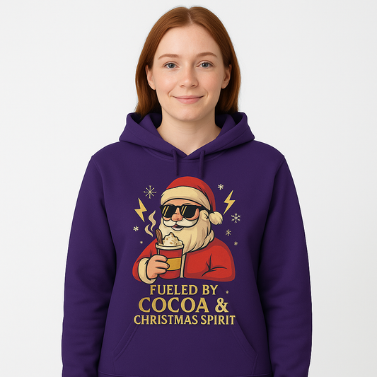 Christmas Cocoa Hoodie - 'Believe in Cocoa & Christmas Spirit' Festive Santa Sweatshirt