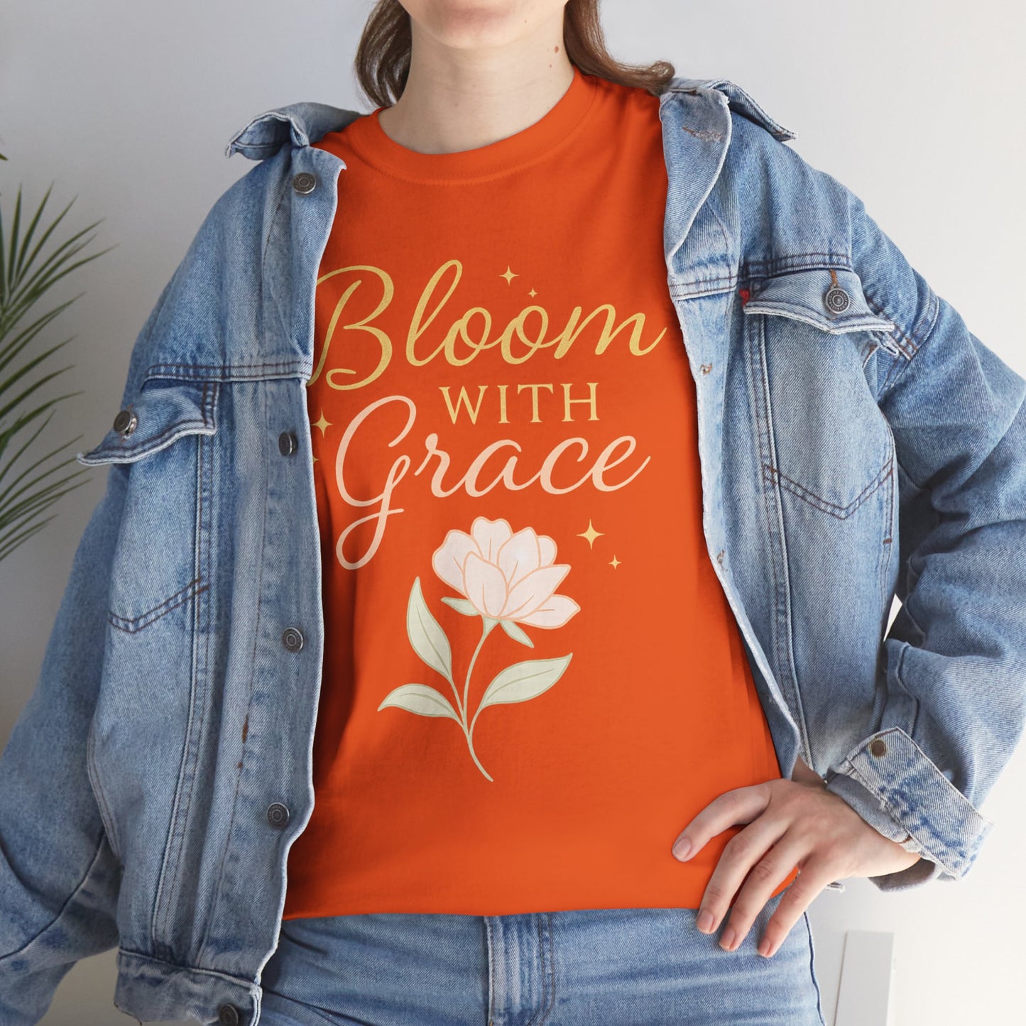 Bloom with Grace Unisex Heavy Cotton Tee - Inspirational Floral Shirt