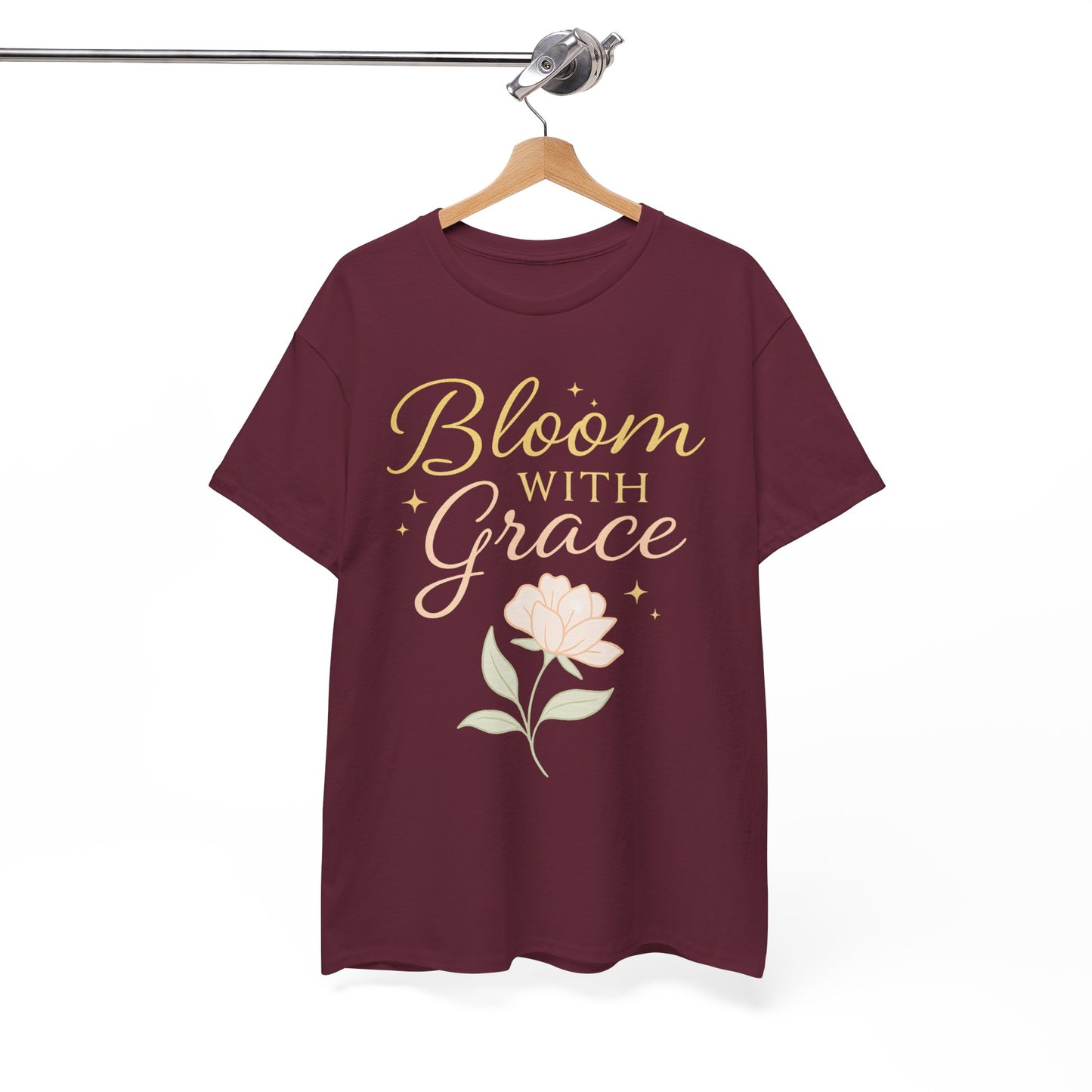 Bloom with Grace Unisex Heavy Cotton Tee - Inspirational Floral Shirt