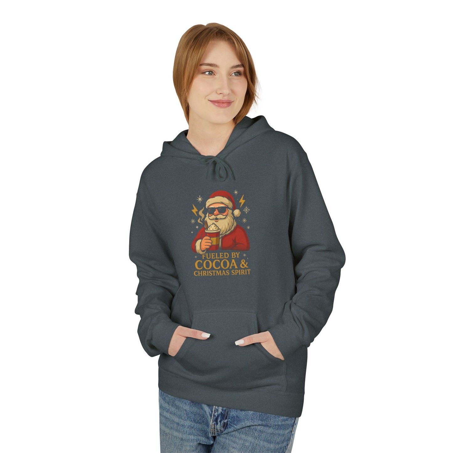 Christmas Cocoa Hoodie - 'Believe in Cocoa & Christmas Spirit' Festive Santa Sweatshirt