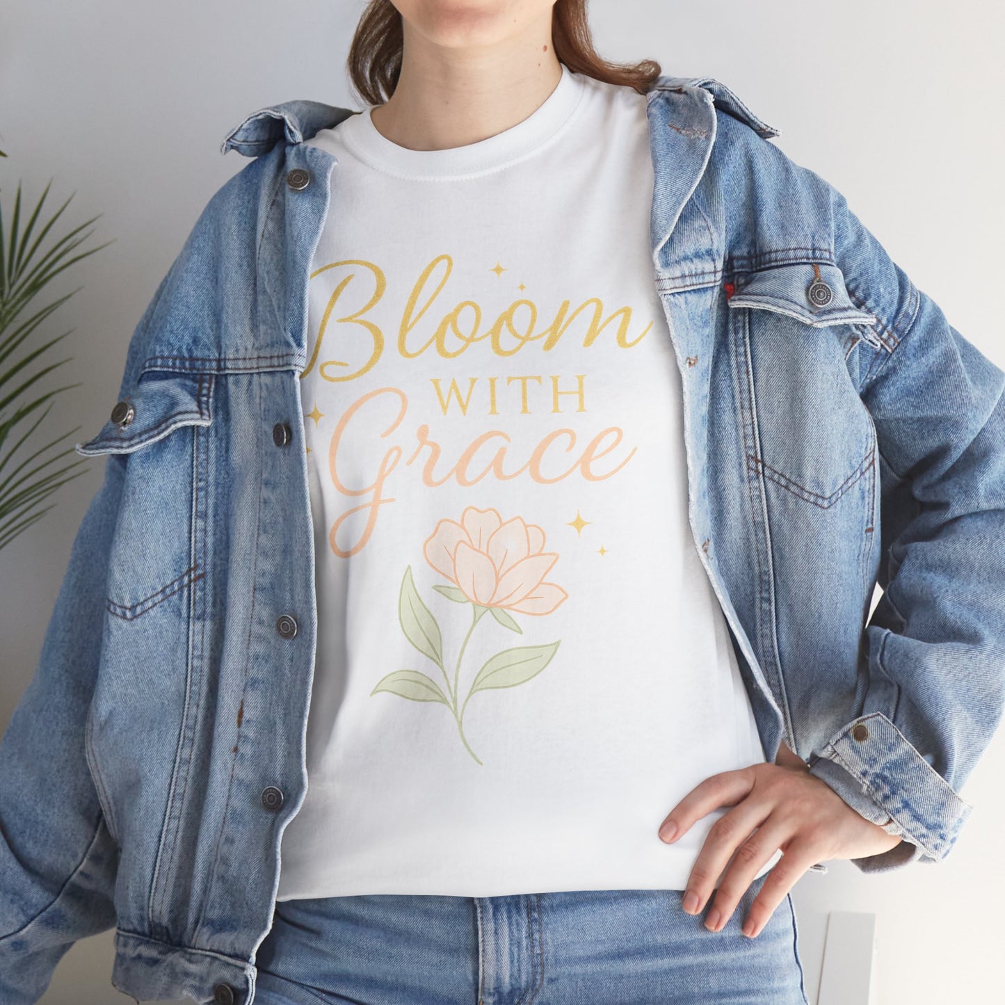 Bloom with Grace Unisex Heavy Cotton Tee - Inspirational Floral Shirt