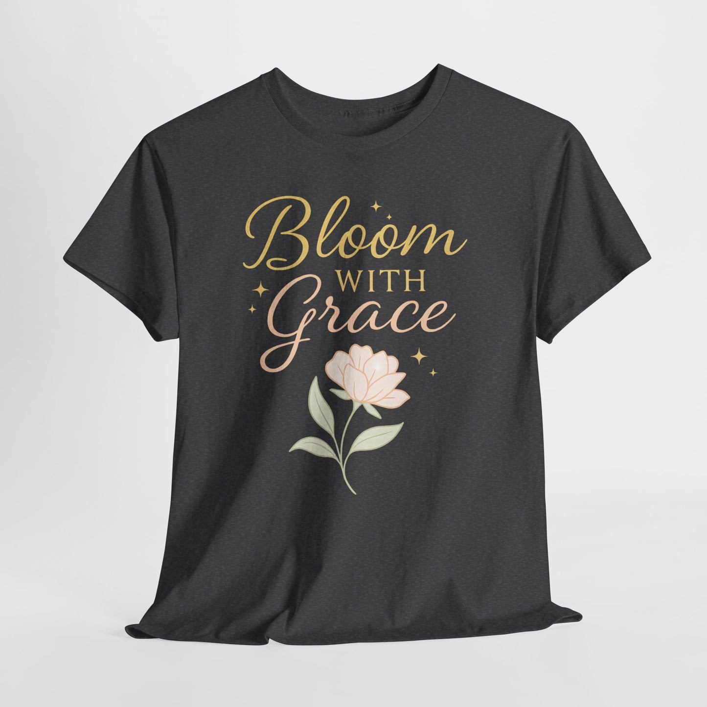 Bloom with Grace Unisex Heavy Cotton Tee - Inspirational Floral Shirt