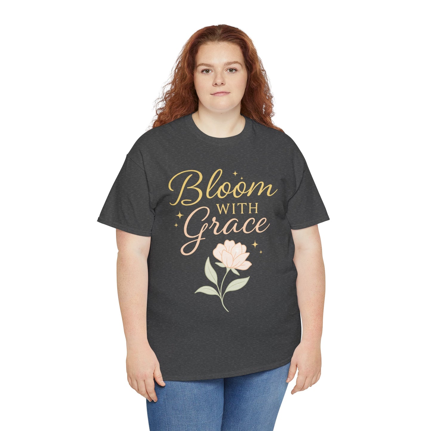 Bloom with Grace Unisex Heavy Cotton Tee - Inspirational Floral Shirt