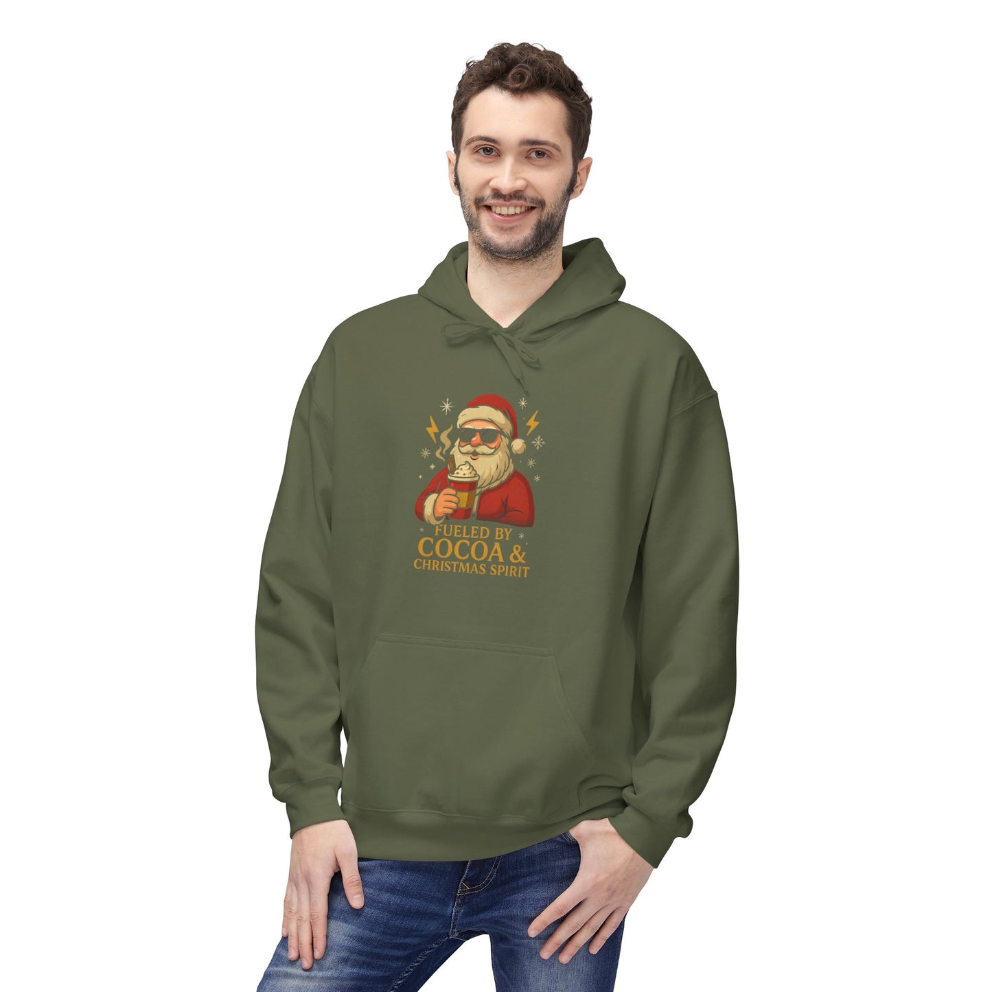 Christmas Cocoa Hoodie - 'Believe in Cocoa & Christmas Spirit' Festive Santa Sweatshirt
