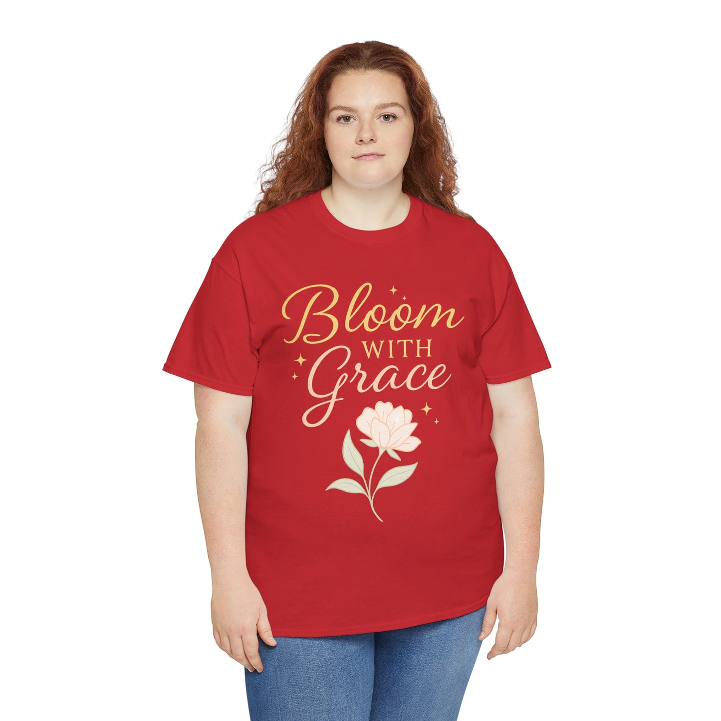 Bloom with Grace Unisex Heavy Cotton Tee - Inspirational Floral Shirt