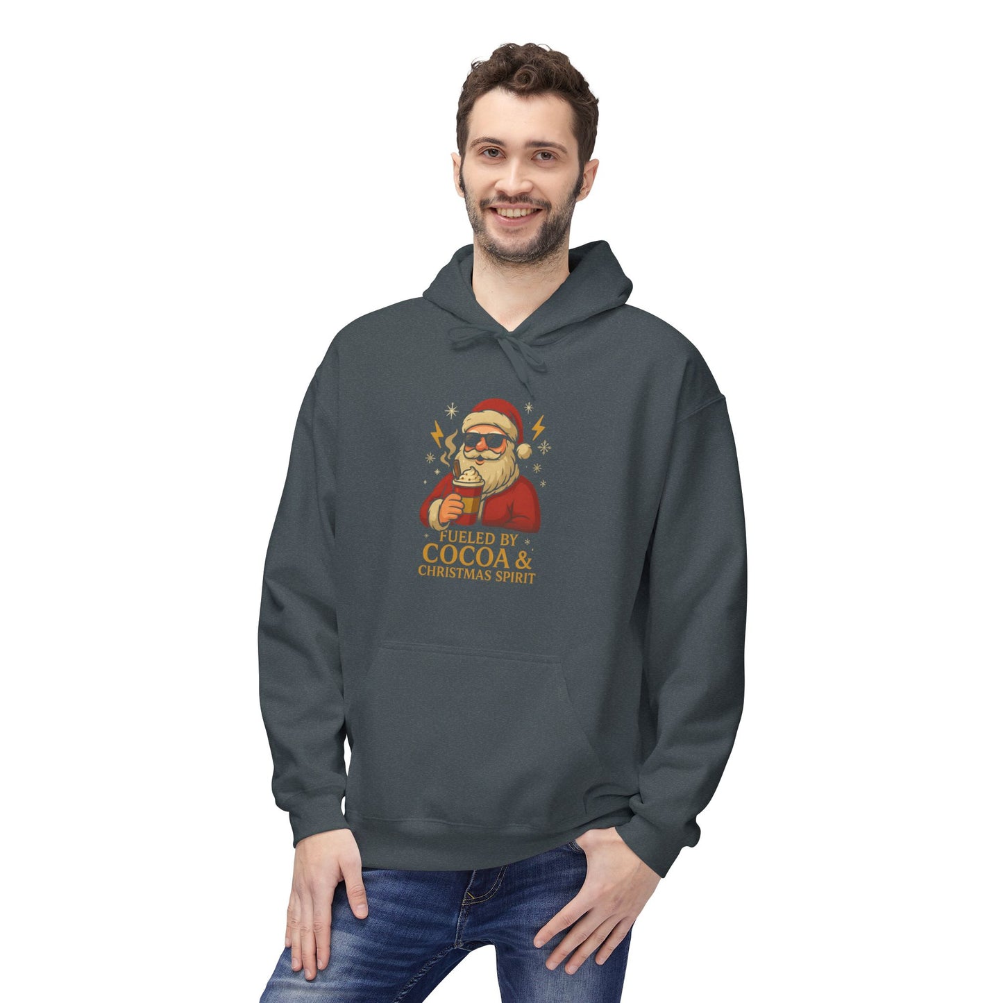 Christmas Cocoa Hoodie - 'Believe in Cocoa & Christmas Spirit' Festive Santa Sweatshirt