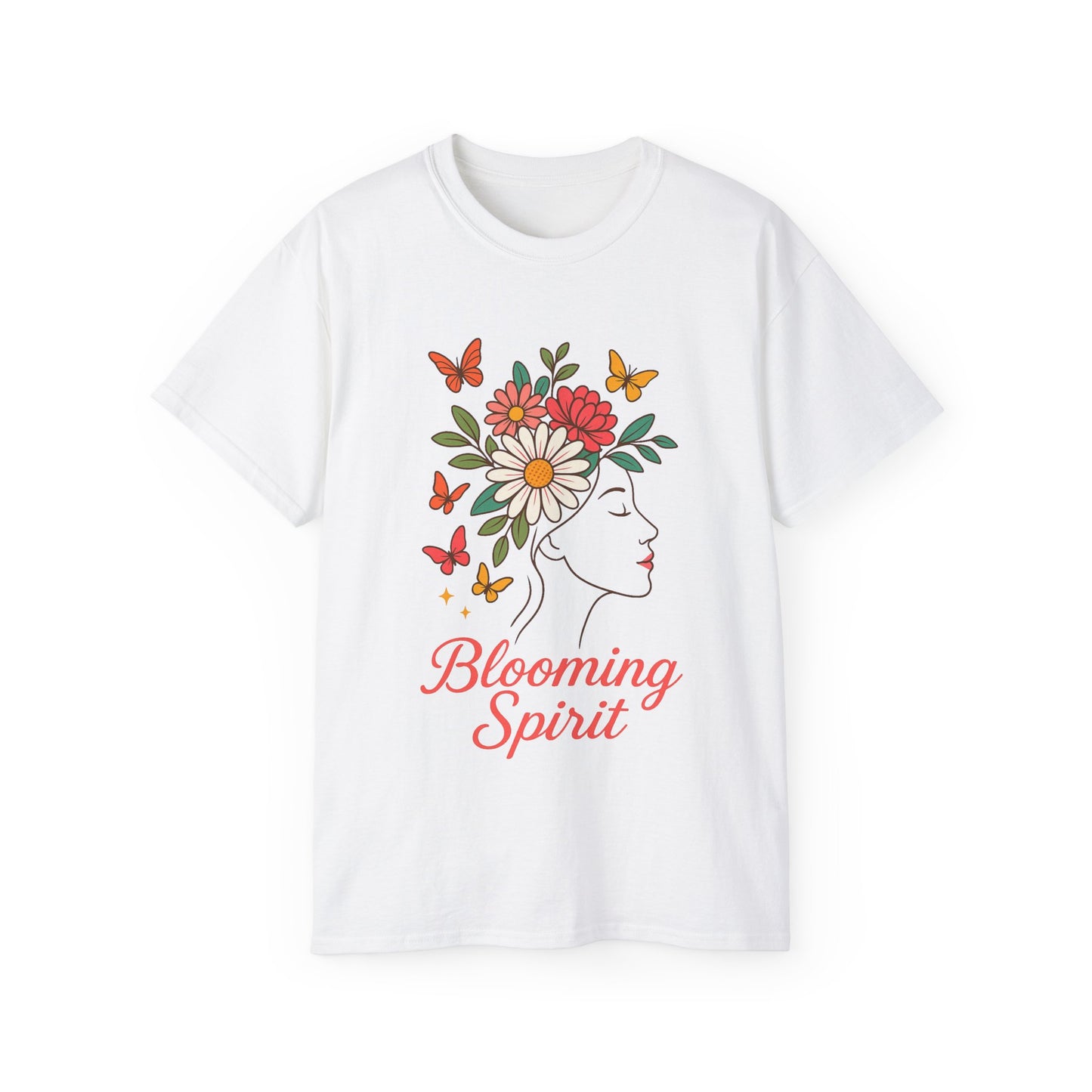 Blooming Spirit – Florales Damen T-Shirt mit zarter Linienkunst