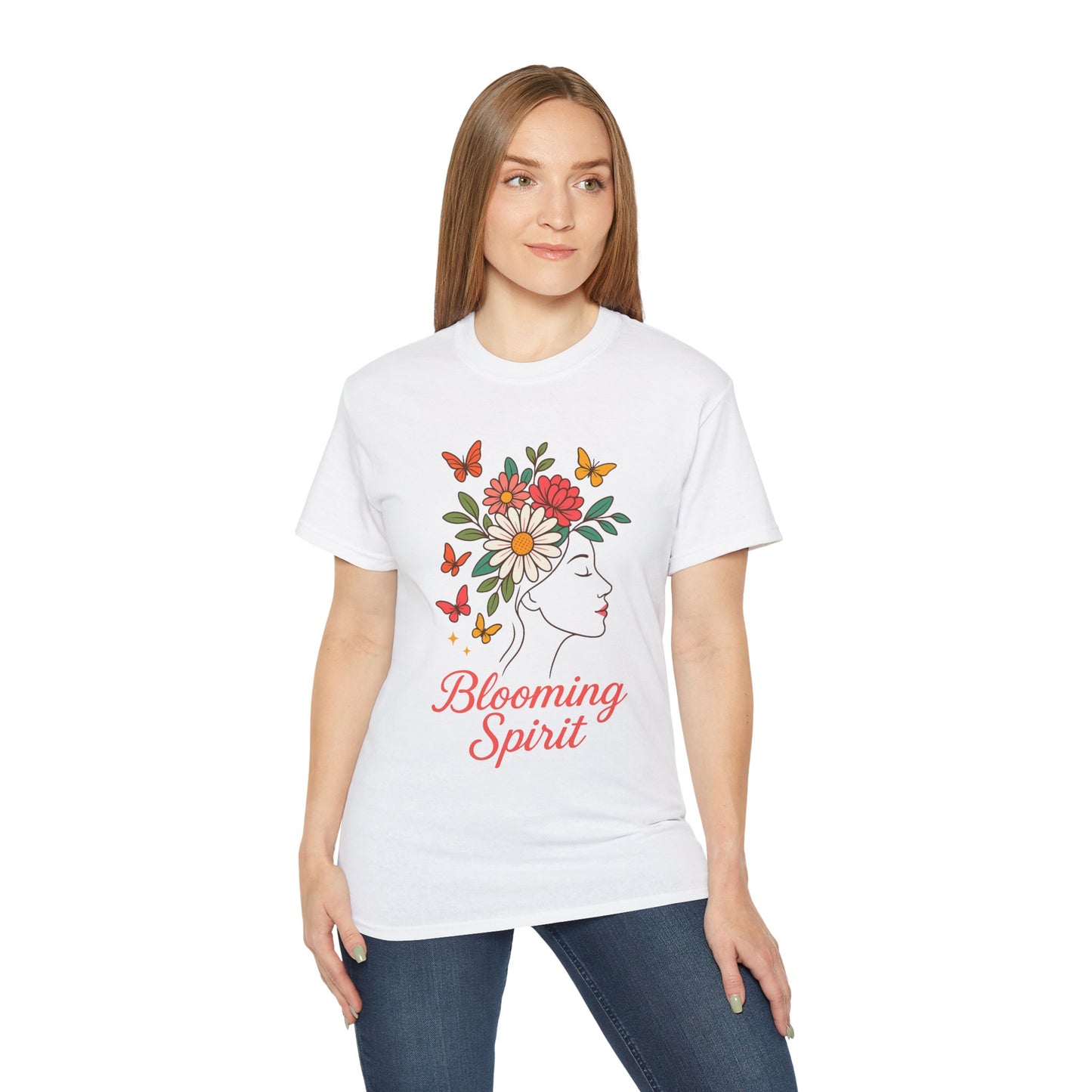 Blooming Spirit – Florales Damen T-Shirt mit zarter Linienkunst
