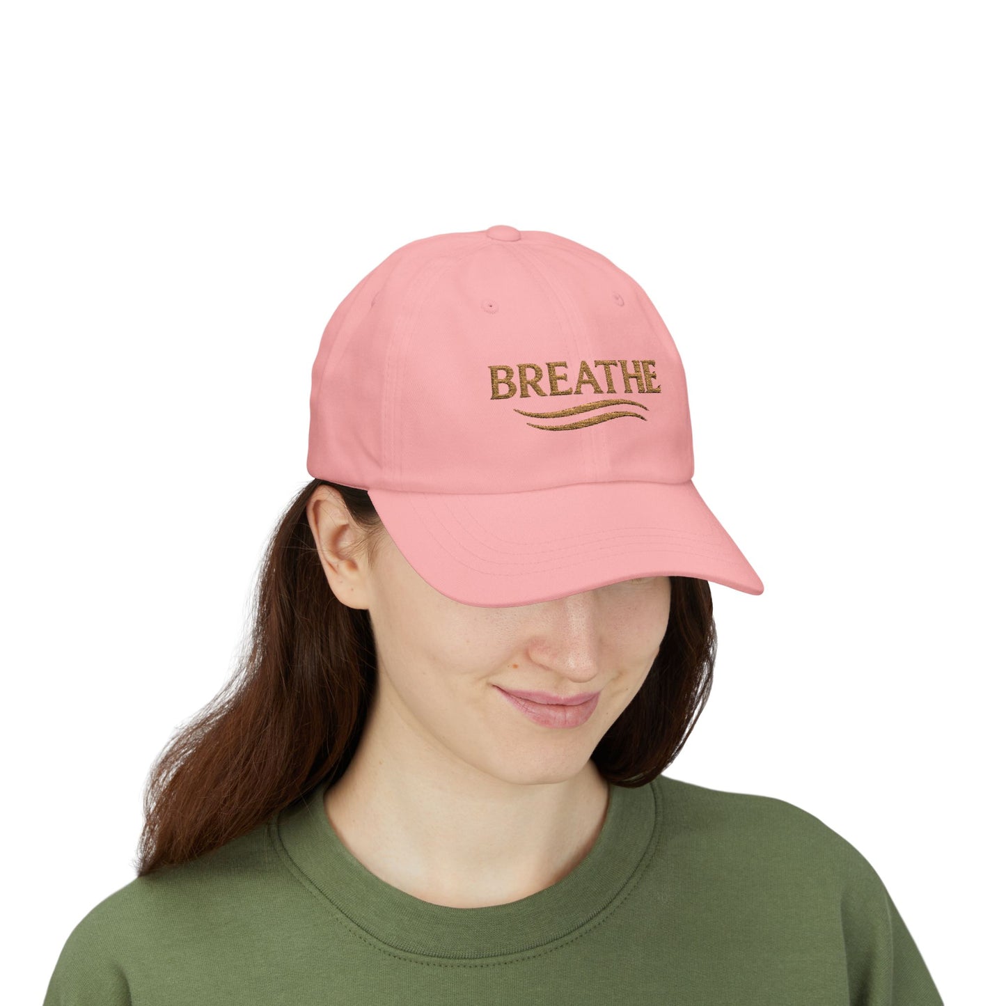 Breathe Embroidered Dad Cap — Relaxation White Baseball Hat