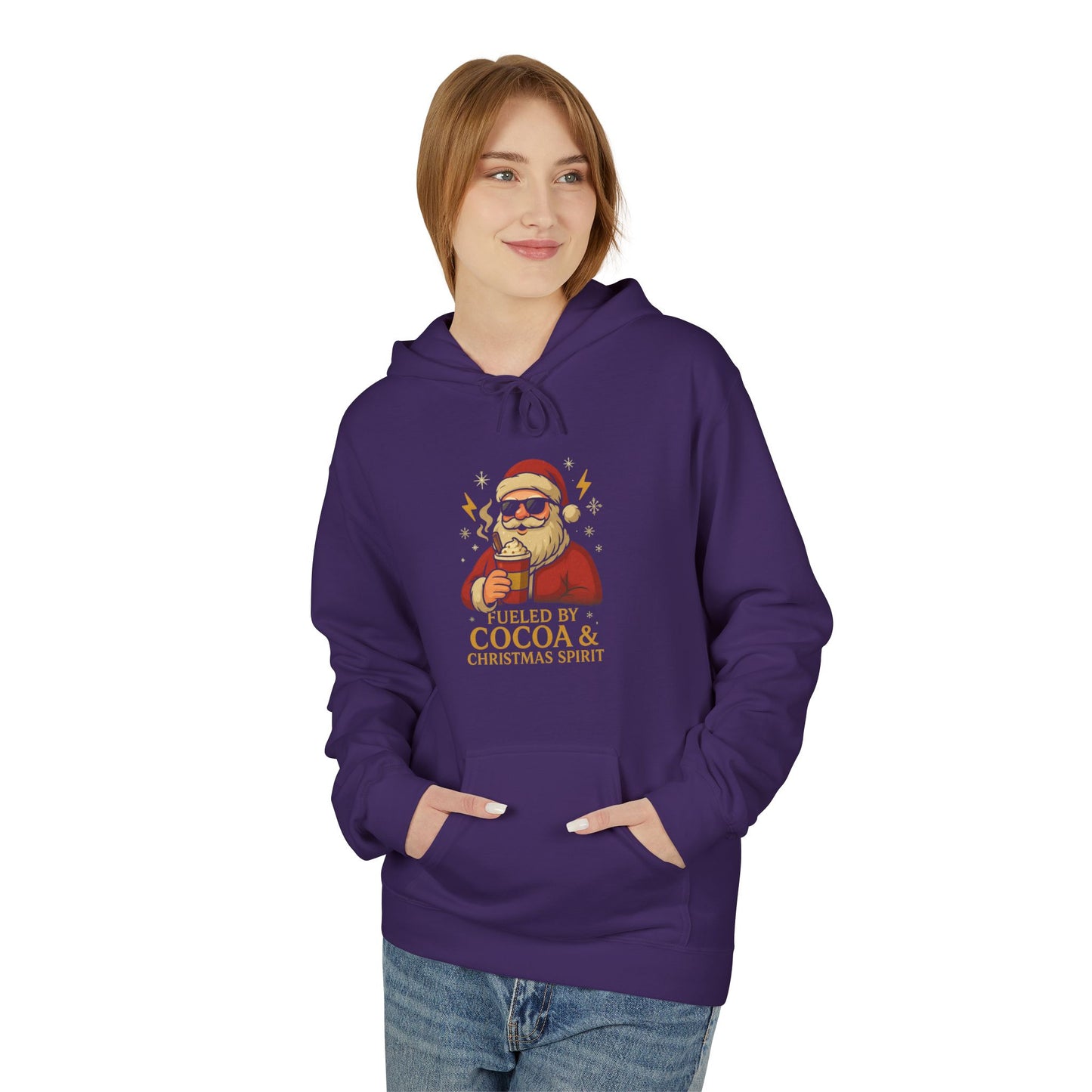 Christmas Cocoa Hoodie - 'Believe in Cocoa & Christmas Spirit' Festive Santa Sweatshirt