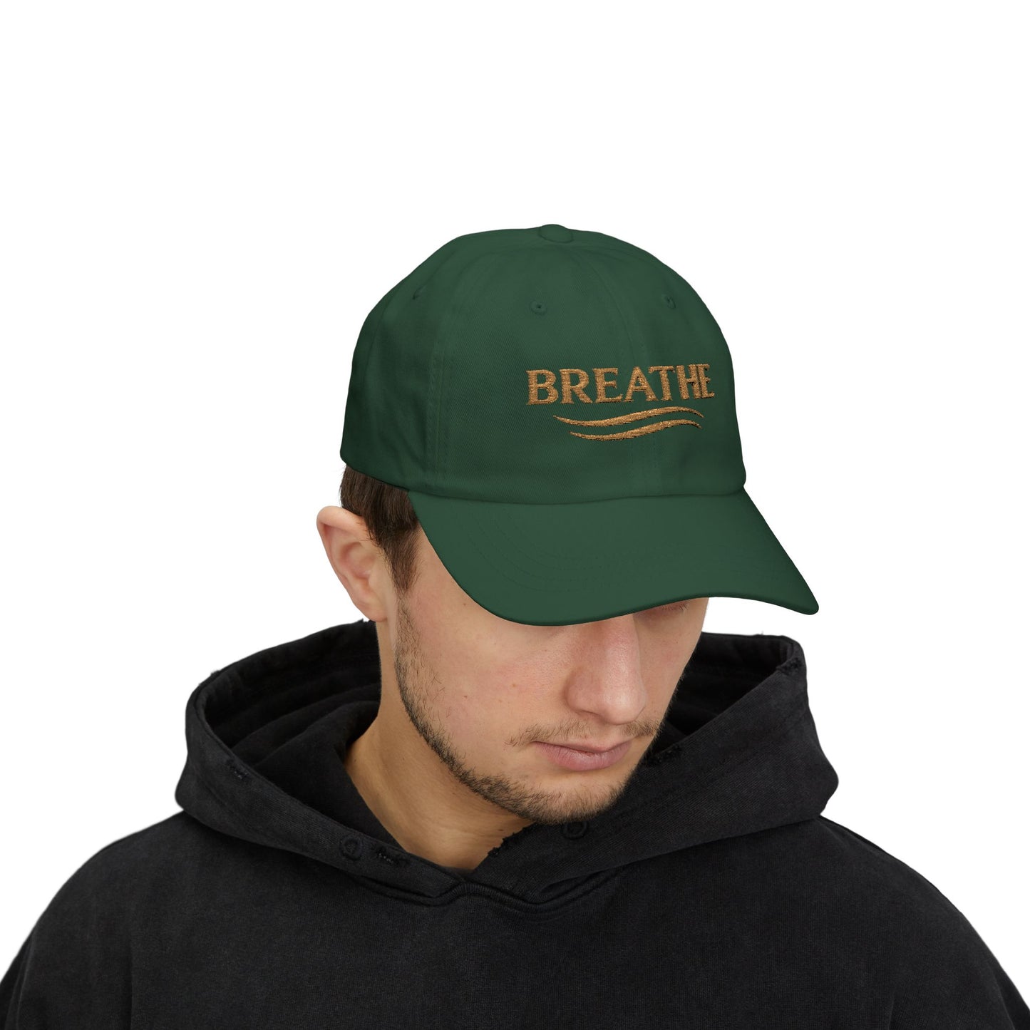 Breathe Embroidered Dad Cap — Relaxation White Baseball Hat