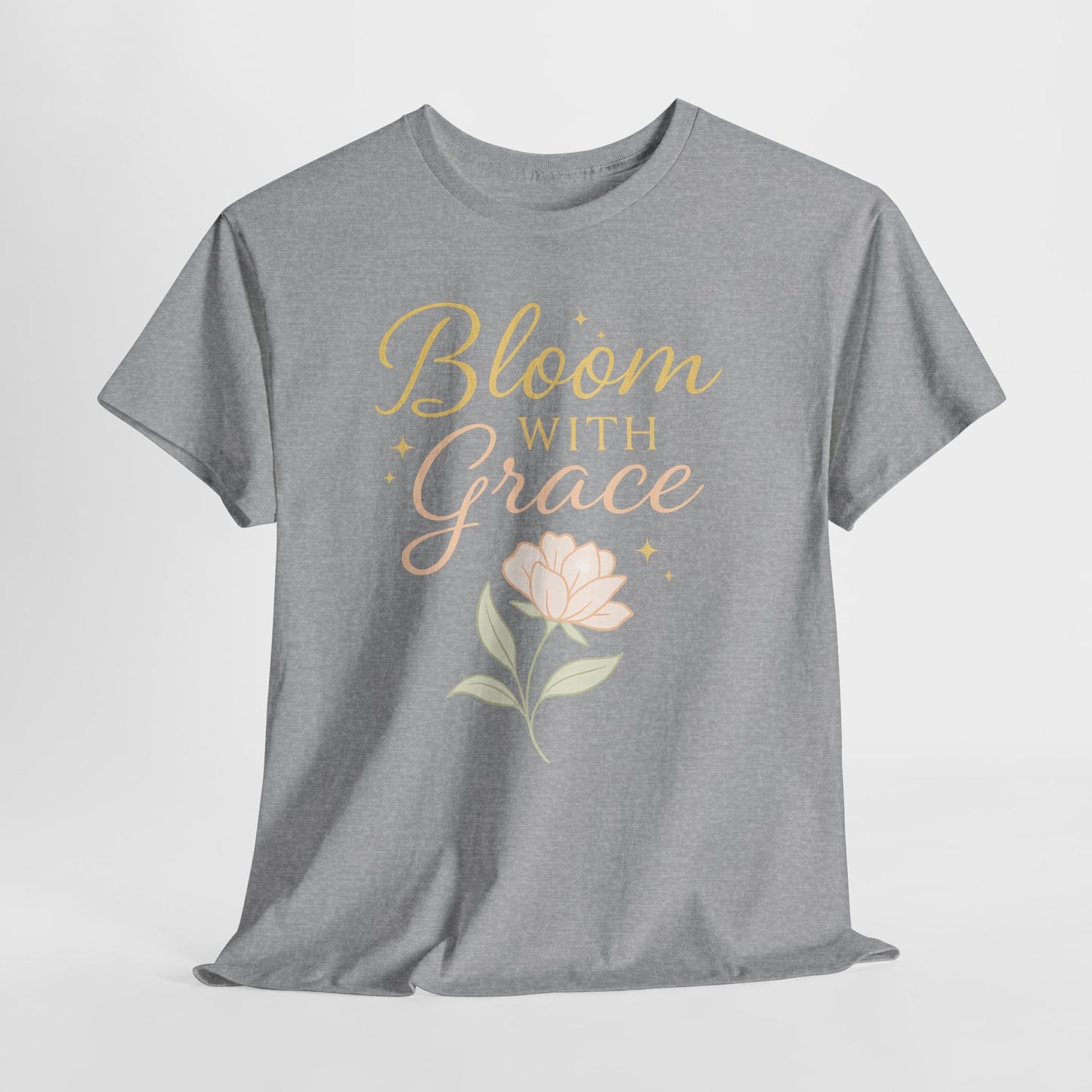 Bloom with Grace Unisex Heavy Cotton Tee - Inspirational Floral Shirt