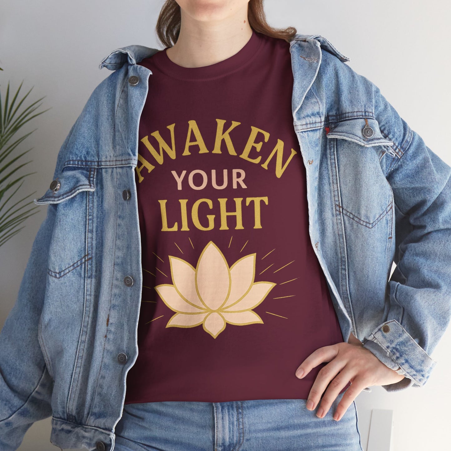 Awaken Your Light Unisex Tee - Inspirational Cotton Shirt for Mindfulness and Yoga