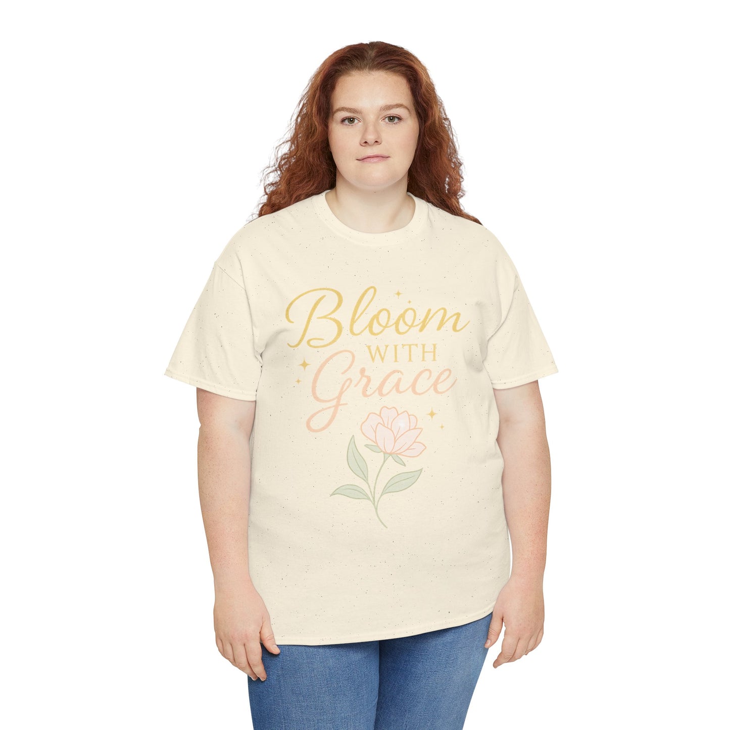 Bloom with Grace Unisex Heavy Cotton Tee - Inspirational Floral Shirt