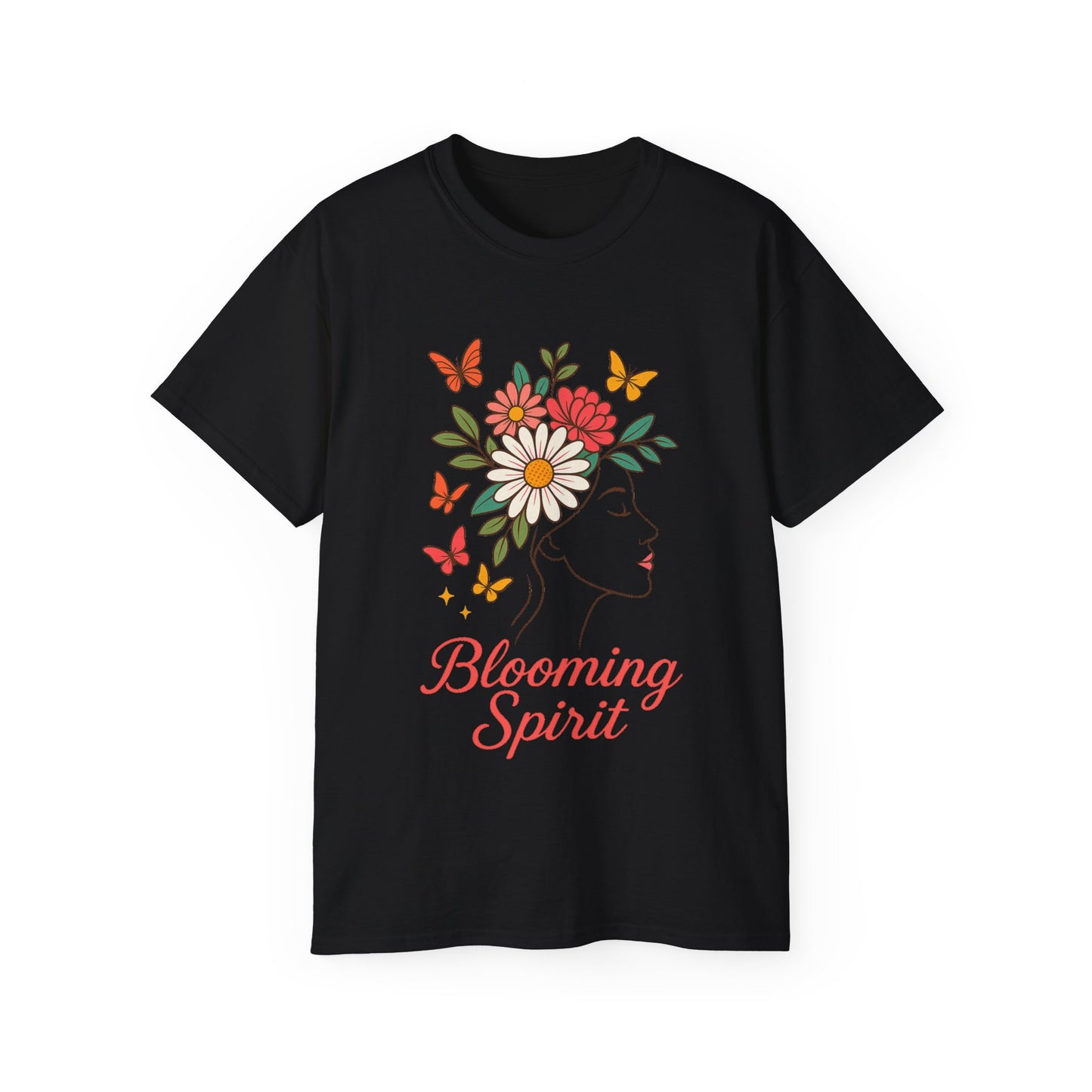 Blooming Spirit – Florales Damen T-Shirt mit zarter Linienkunst