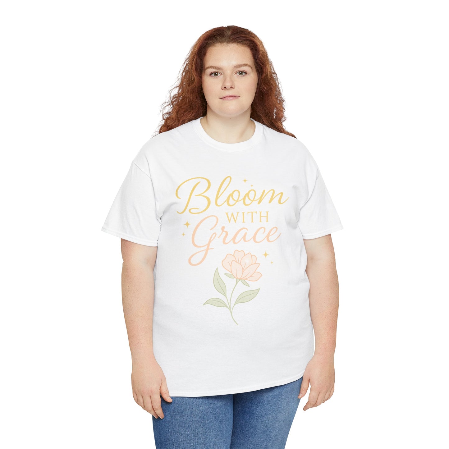 Bloom with Grace Unisex Heavy Cotton Tee - Inspirational Floral Shirt