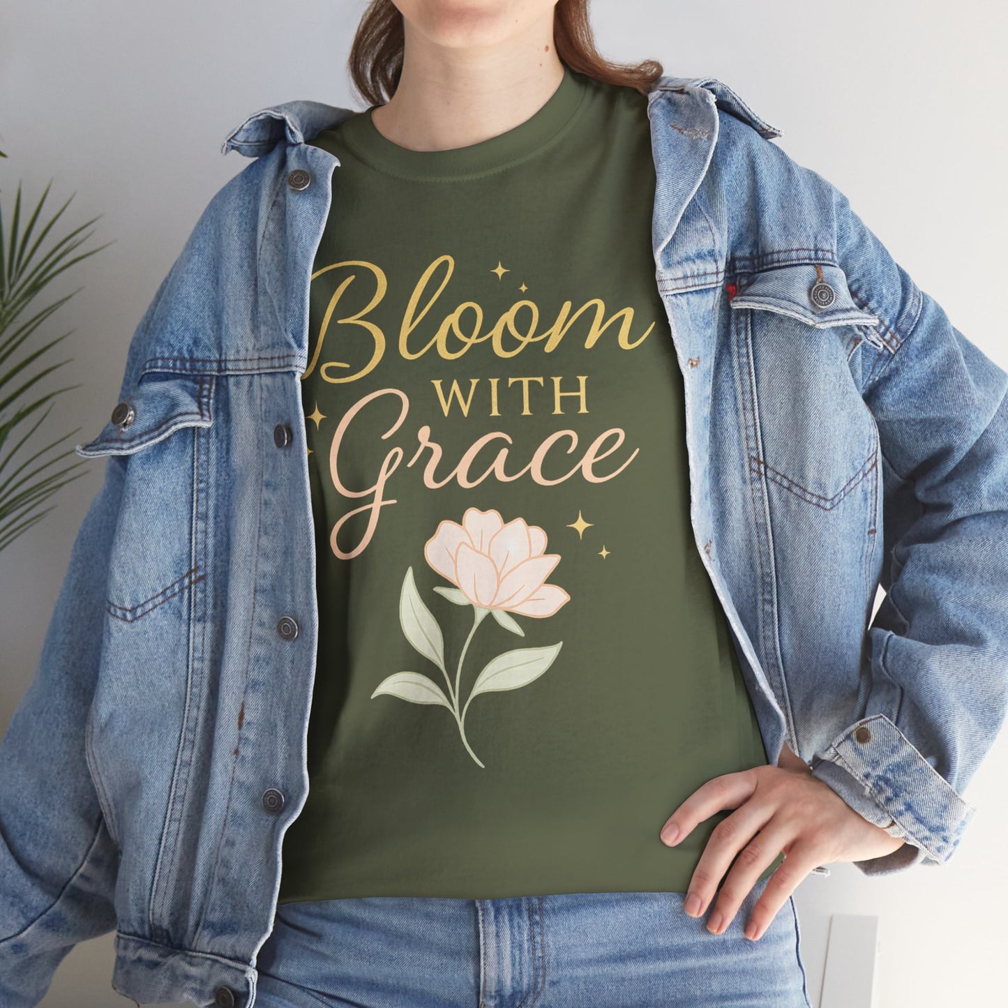 Bloom with Grace Unisex Heavy Cotton Tee - Inspirational Floral Shirt