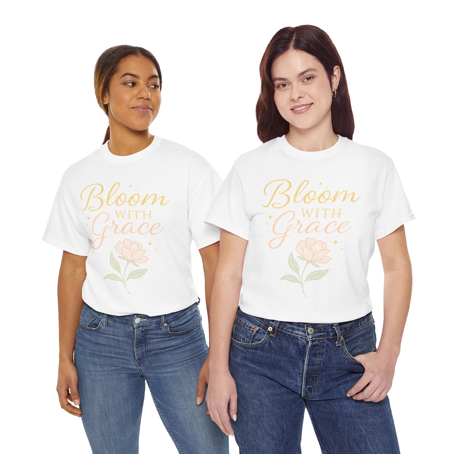 Bloom with Grace Unisex Heavy Cotton Tee - Inspirational Floral Shirt