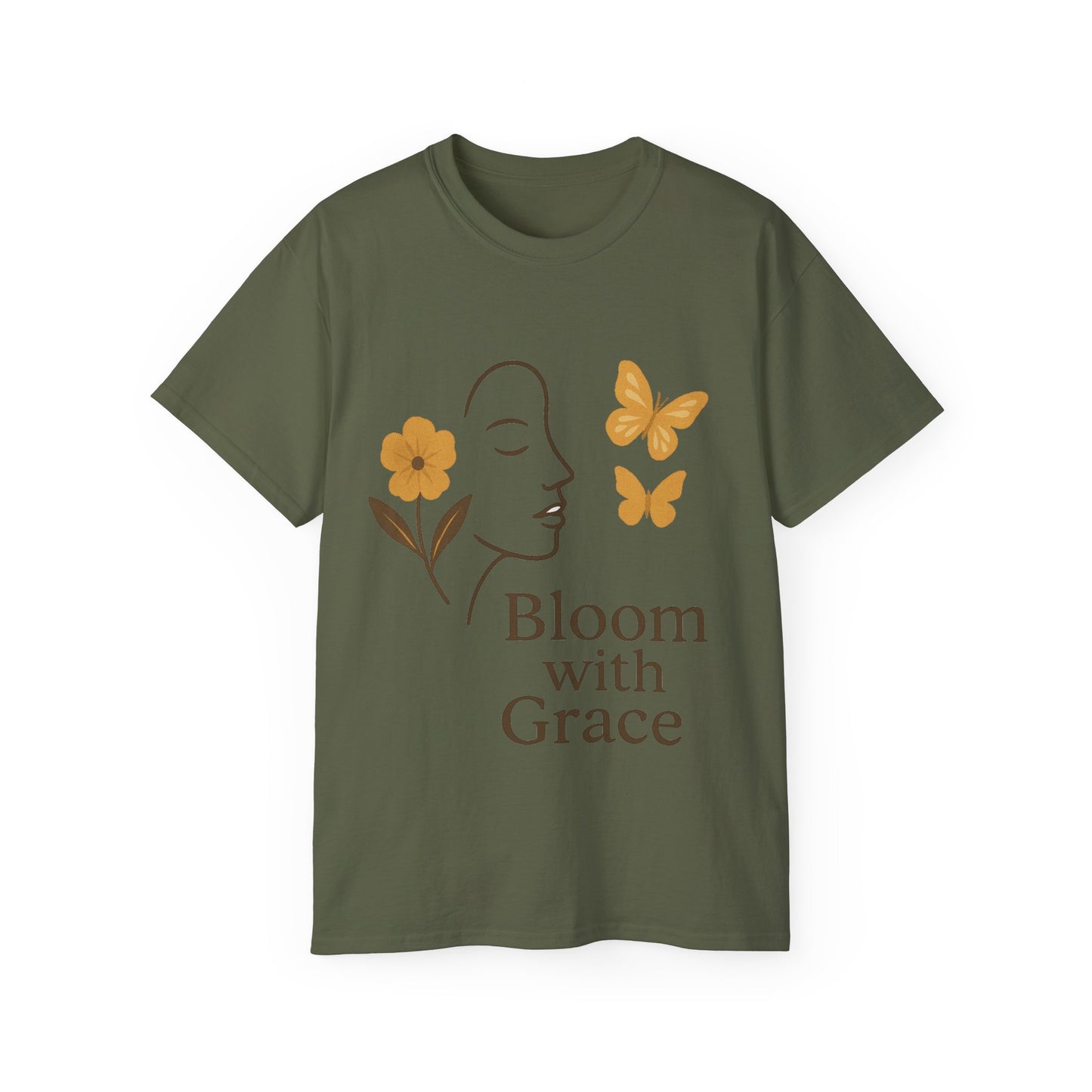 Bloom with Grace – Sanftes Vintage Damen T-Shirt mit Blumen & Schmetterlingen