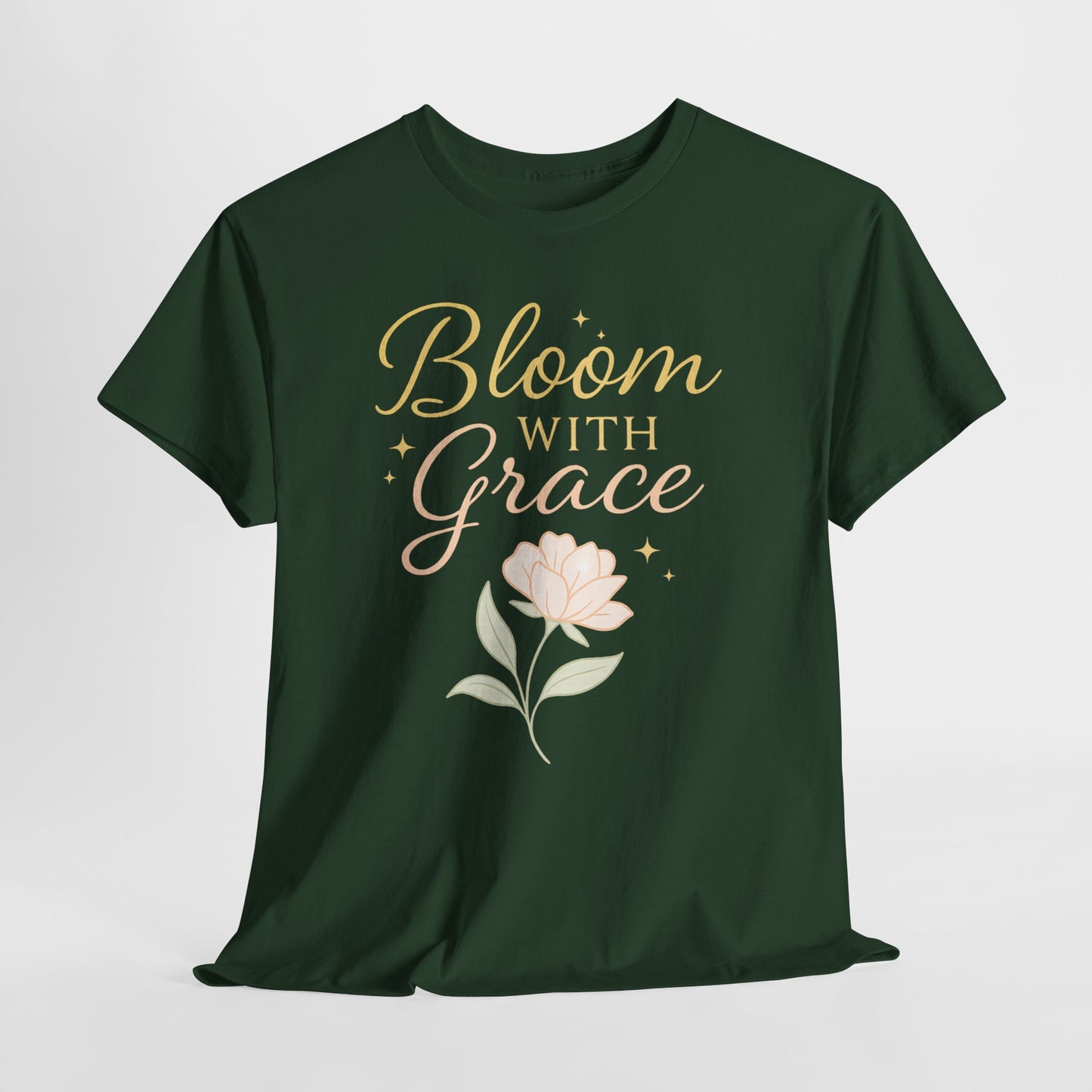 Bloom with Grace Unisex Heavy Cotton Tee - Inspirational Floral Shirt