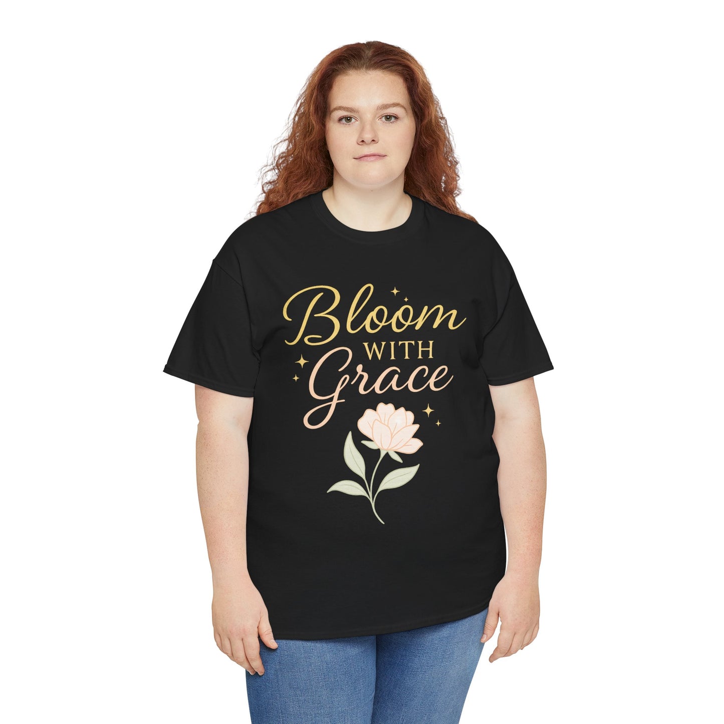 Bloom with Grace Unisex Heavy Cotton Tee - Inspirational Floral Shirt